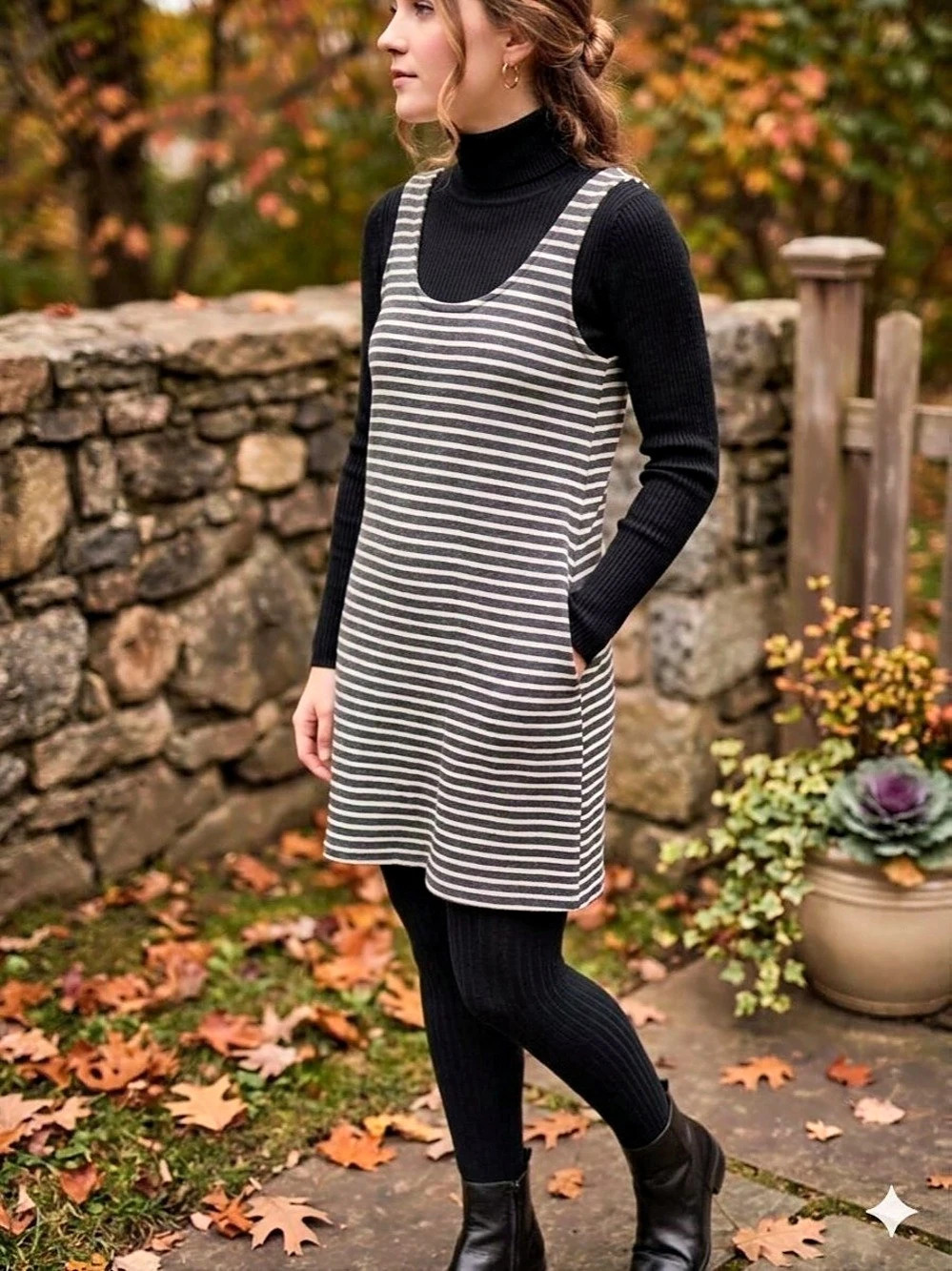 Madewell Effortless Striped Sccopneck Tank Knit Dress in Black & White Size S